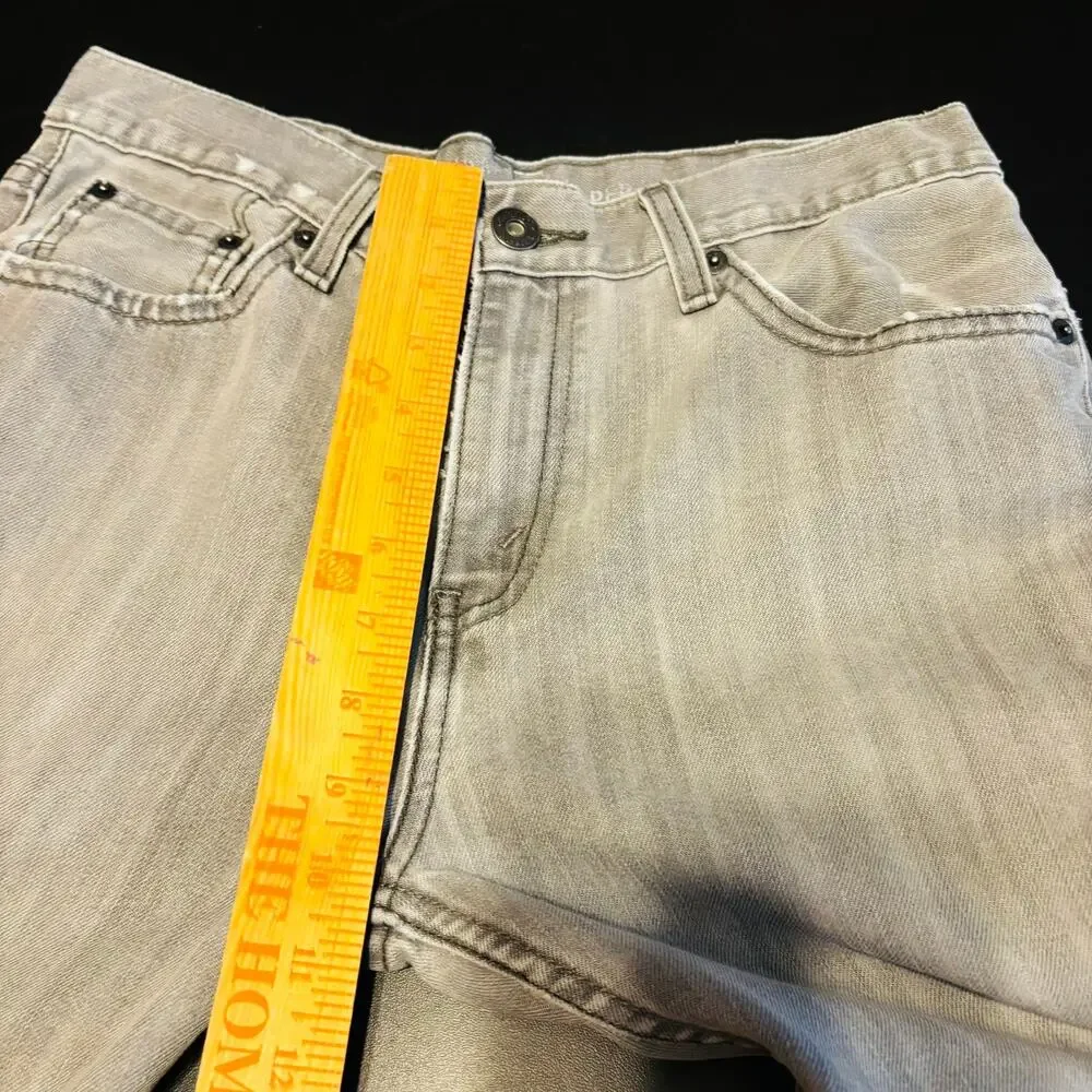 Levis Signature Mens 30x32 Gray Distressed Stain Tapered Leg Denim Jeans